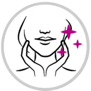 A woman's face adorned with pink stars, creating a whimsical and artistic appearance.